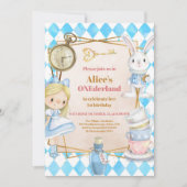 Alice in Wonderland 1st Birthday Onederland Party Kaart (Voorkant)