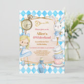 Alice in Wonderland 1st Birthday Onederland Party Kaart (Staand voorkant)