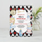 Alice in Wonderland 1st Birthday Onederland Party Kaart (Staand voorkant)