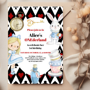Alice in Wonderland 1st Birthday Onederland Party Kaart