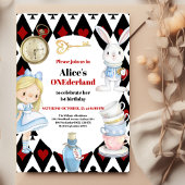 Alice in Wonderland 1st Birthday Onederland Party Kaart