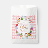 Alice in Wonderland 1st birthday Pink  Bedankzakje (Voorkant)