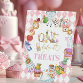 Alice in Wonderland 1st birthday Pink Favors Reclamebord Met Voetstuk