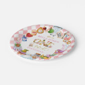 Alice in Wonderland 1st birthday Pink  Papieren Bordje (Gekanteld)