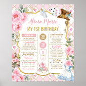 Alice in Wonderland 1st Birthday Stats Milestone Poster (Voorkant)