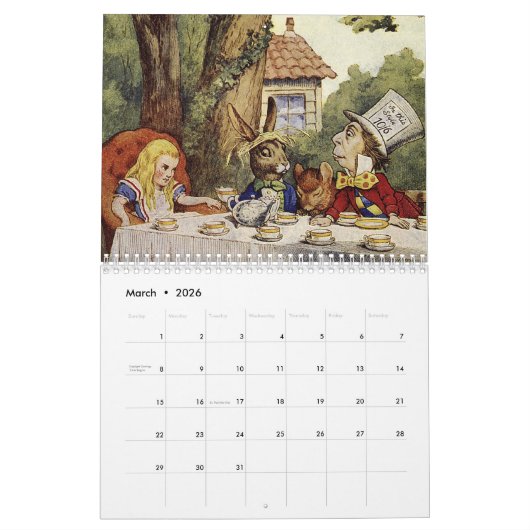 Alice in Wonderland, 2018 Kalender (Mar 2026)