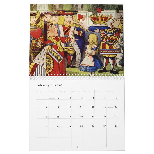 Alice in Wonderland, 2019 Kalender (Feb 2026)
