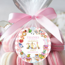Alice in Wonderland 4de verjaardag Bedankt Sticker