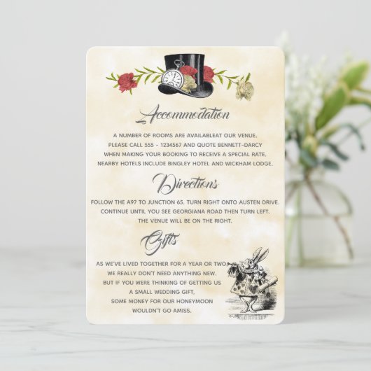 Alice in Wonderland Aanvullende Informatiekaart Kaart (Staand voorkant)