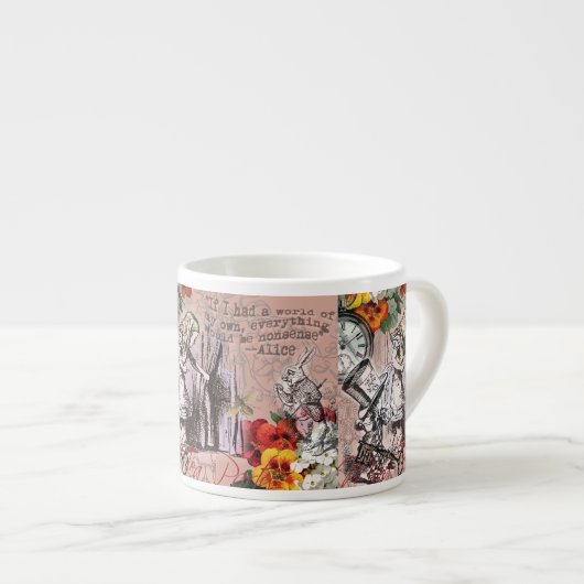 Alice in Wonderland achter het Gordijn Espresso Kop (Voorkant rechts)