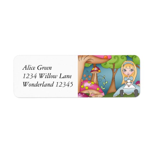 Alice in Wonderland Adresetiketten Etiket (Voorkant)