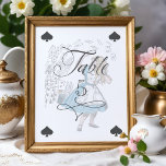 Alice in Wonderland Alice Character Spelling Cards Kaart<br><div class="desc">Schitterend ontworpen Alice in Wonderland tafelnummerborden. Ideaal voor Alice in Wonderland-themed event. We hebben de iconische Alice in Wonderland Alice-personage-illustratie zorgvuldig hersteld door ze met de hand te schetsen en ze tot leven te brengen met prachtige waterverf ondertoon. Het lijstaantal wordt ontworpen als speelkaart met het spadsymbool in de hoeken....</div>