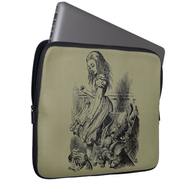 Alice in Wonderland - Alice im Wunderland khaki Laptop Sleeve (Voorkant Rechts)