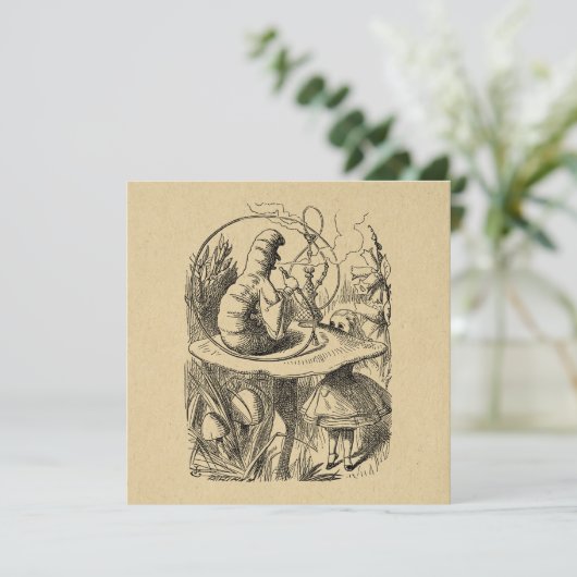 Alice in Wonderland Alice met de Caterpijler Feestdagenkaart (Staand voorkant)