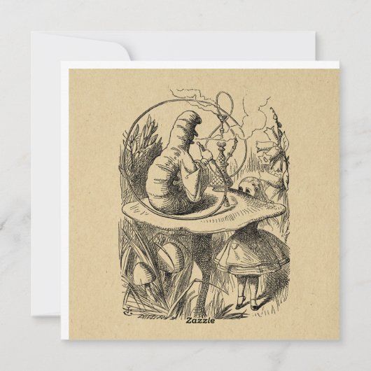 Alice in Wonderland Alice met de Caterpijler Feestdagenkaart (Achterkant)