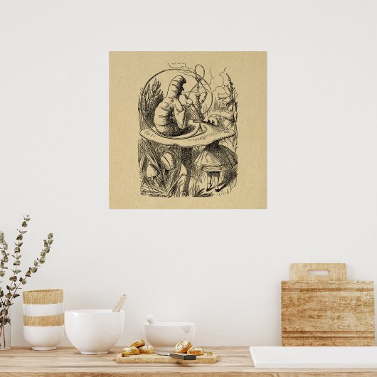 Alice in Wonderland Alice met de Caterpijler Poster (Keuken)