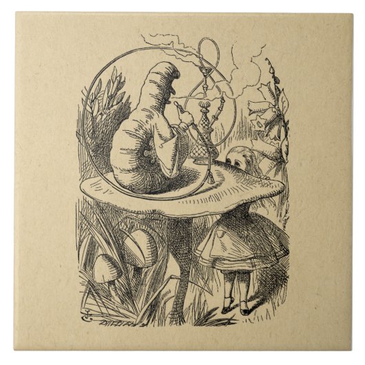 Alice in Wonderland Alice met de Caterpijler Tegeltje (Voorkant)