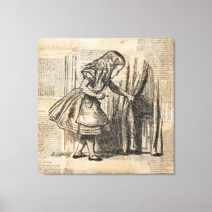 Alice in Wonderland Alice Pulls Curtain Art Canvas Afdruk