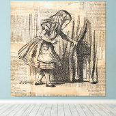 Alice in Wonderland Alice Pulls Curtain Art Canvas Afdruk (Insitu (Houten vloer))