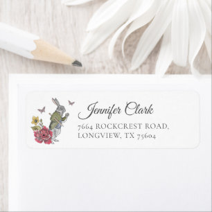 Alice in Wonderland Alice & Rabbit Floral Etiket