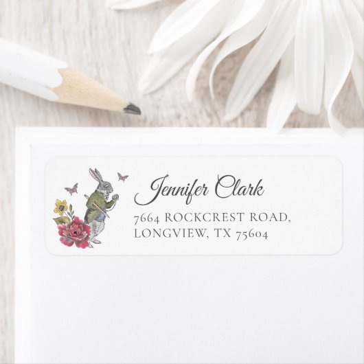 Alice in Wonderland Alice & Rabbit Floral Etiket (Insitu)