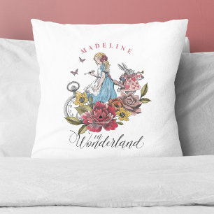  Alice in Wonderland Alice & Rabbit Floral Kussen