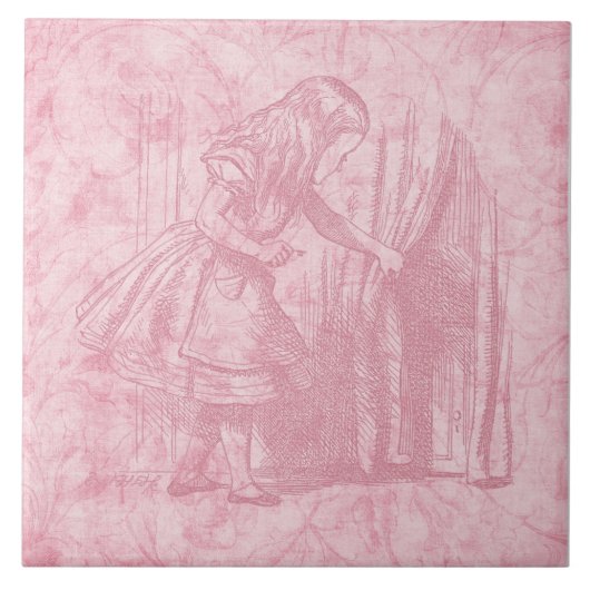 Alice in Wonderland Alice vindt de deur van Floral Tegeltje (Voorkant)