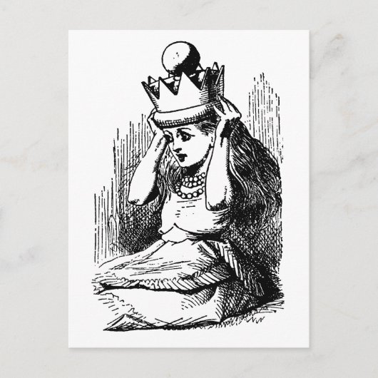  Alice in Wonderland, Alice w Queen's Crown Briefkaart (Voorkant)
