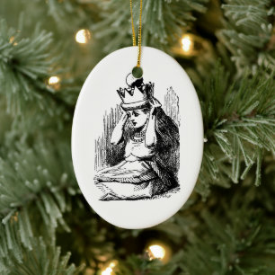 Alice in Wonderland, Alice w Queen's Crown Keramisch Ornament