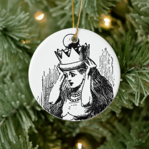 Alice in Wonderland, Alice w Queen's Crown Keramisch Ornament