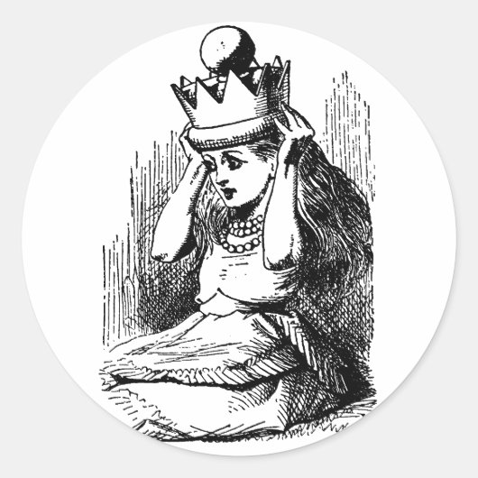  Alice in Wonderland, Alice w Queen's Crown Ronde Sticker (Voorkant)