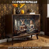 Alice in Wonderland and The March Hare - Decoupage Inpakpapier Vel