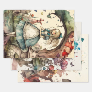 Alice in Wonderland Antiek Inpakpapier Vel