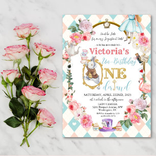 Alice in Wonderland Antieke Verjaardagsuitnodiging Kaart