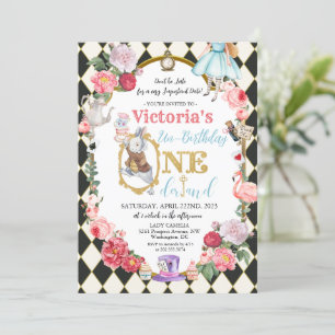Alice in Wonderland Antieke Verjaardagsuitnodiging Kaart
