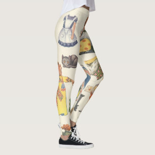 Alice in Wonderland, antieke Victoriaanse papieren Leggings