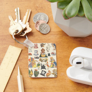 Alice in Wonderland, antieke Victoriaanse papieren Sleutelhanger
