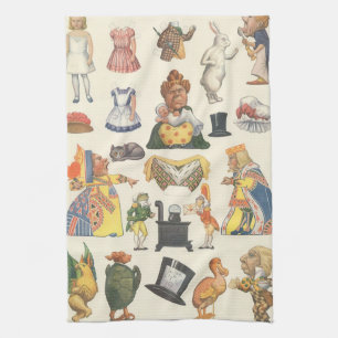 Alice in Wonderland, antieke Victoriaanse papieren Theedoek