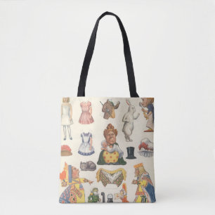 Alice in Wonderland, antieke Victoriaanse papieren Tote Bag