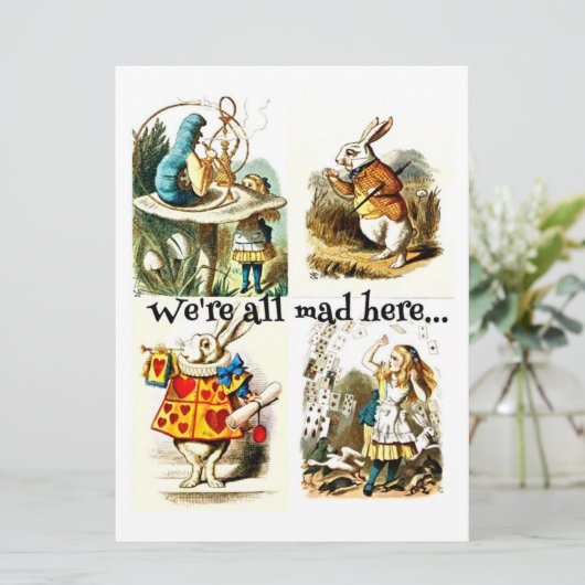 Alice in Wonderland Art|gift voor konijnenliefhebb Menu (Staand voorkant)