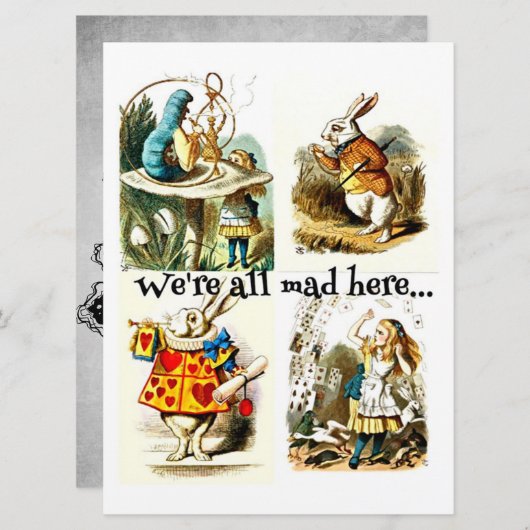 Alice in Wonderland Art|gift voor konijnenliefhebb Menu (Voorkant / Achterkant)