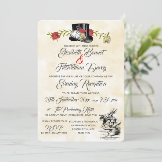 Alice in Wonderland Avonduitnodiging Kaart (Staand voorkant)