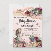 Alice in Wonderland Baby Douche Uitnodigingen (Voorkant)