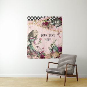 Alice in Wonderland Baby Shower Achtergrond Banner Wandkleed