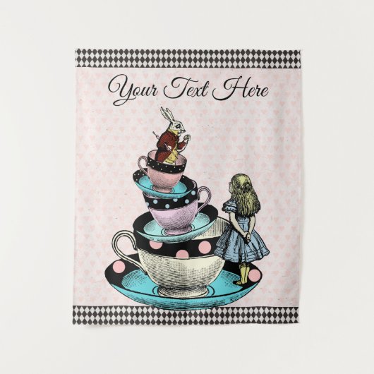 Alice in Wonderland Baby shower Achtergrond Wandkleed (Voorkant)