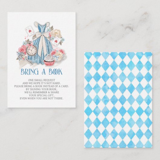 Alice in Wonderland Baby shower Breng een boek Informatiekaartje (Voorkant / Achterkant)