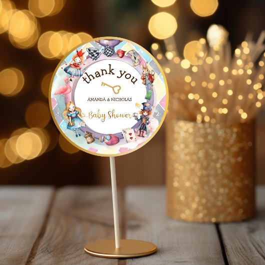 Alice in wonderland baby shower dank u ronde sticker