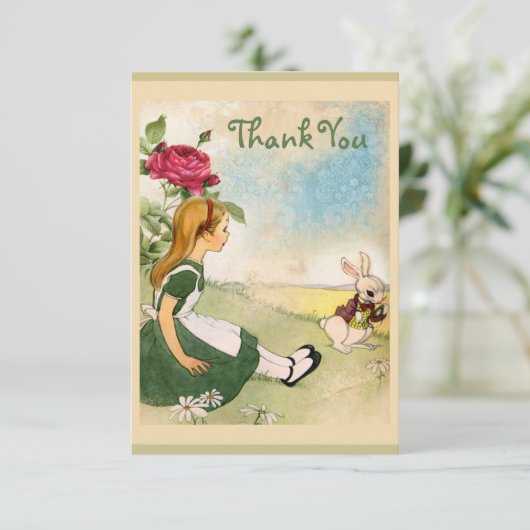 Alice in Wonderland Baby shower Dank u wel Bedankkaart (Staand voorkant)