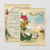 Alice in Wonderland Baby shower Dank u wel Bedankkaart (Voorkant / Achterkant)