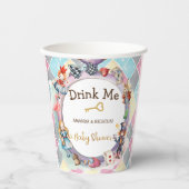 Alice in wonderland baby shower drink me papieren bekers (Voorkant)